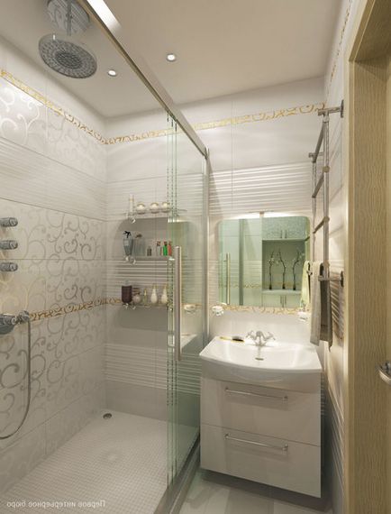 Designul interior al unei idei înguste de fotografie de baie