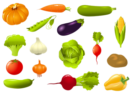 Фрукти, ягоди, овочі - дитячі картинки для оформлення, началочка