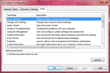 Sistem de configurare a sistemului msconfig