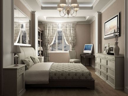 Interiorul dormitorului în stil neoclasic