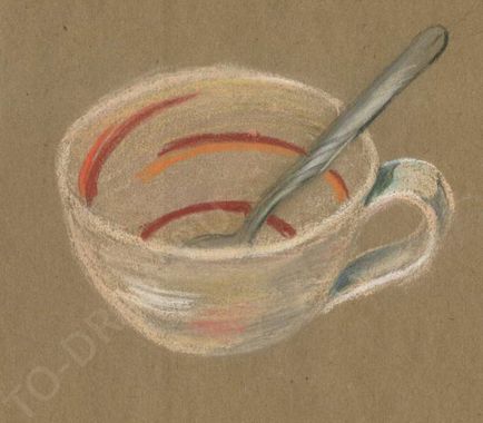 Як намалювати чашку з ложкою поетапно малюнки пастеллю