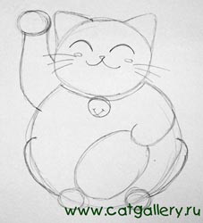 Як намалювати щасливу кішку Манекі-Неко
