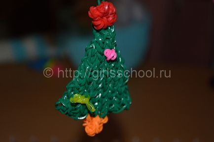 Cum să țeseți un pom de Crăciun cu benzi de cauciuc, decorațiuni de Crăciun de pomul de Crăciun cu benzi de cauciuc, o școală de sex feminin