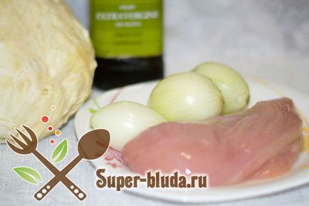 Káposzta pörkölt csirke egy hüvely, recept ételek markába sütés