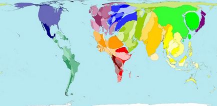 Anamorfoza hărții privește lumea într-un mod nou!