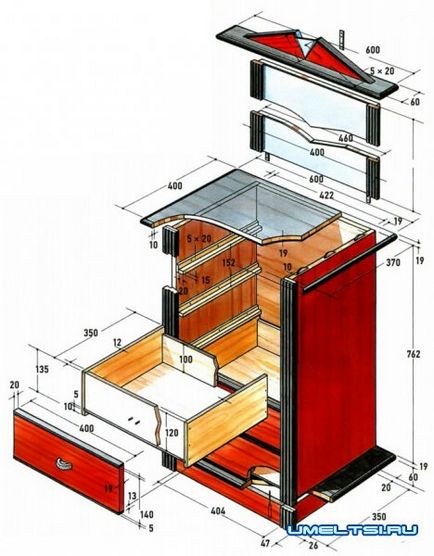 Piept de sertare cu o oglinda de mâinile proprii - rochii de casă - DIY