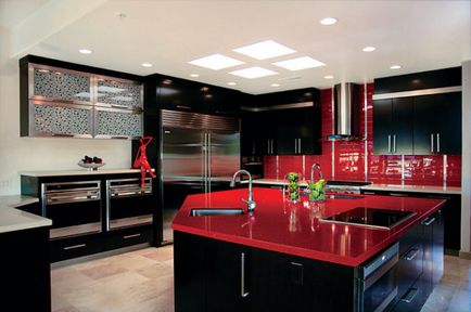 Bucătărie roșie și neagră - 8 foto-idei pentru un interior spectaculos