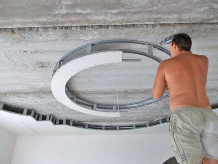 Instalarea plafoanelor pe două niveluri din plăci de ghips