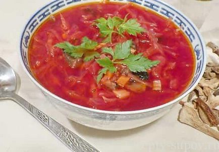 Supă de supă cu ciuperci și rețetă de varză cu fotografie