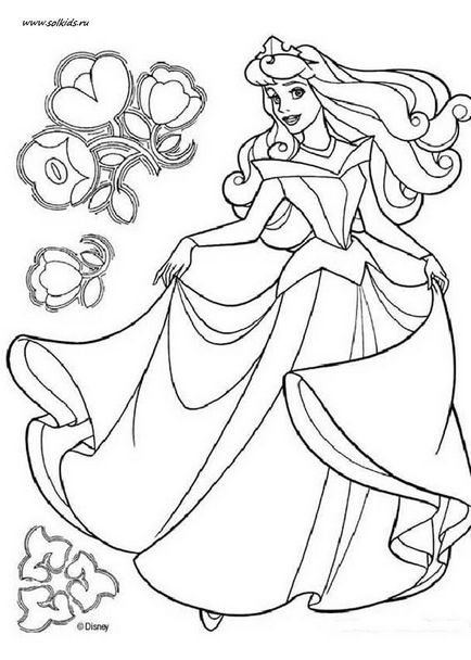 Розмальовки принцеси Діснея для дівчаток роздрукувати в красивих сукнях безкоштовно в форматі А4