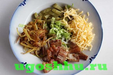 Salata cu șuncă prăjită și cartofi (rețetă cu 9 fotografii)