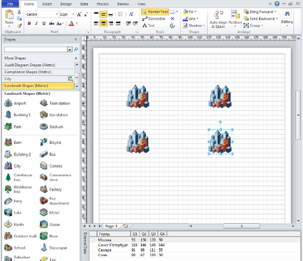 Crearea celui mai simplu tablou de bord în importul de date din excel în visio, exceltip