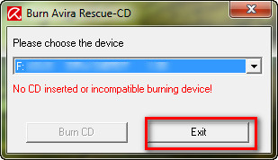 Створення завантажувального диска avira rescue cd