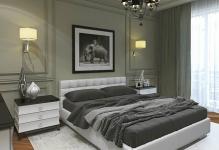 Dormitor în stil neoclasic de interior și design de fotografie