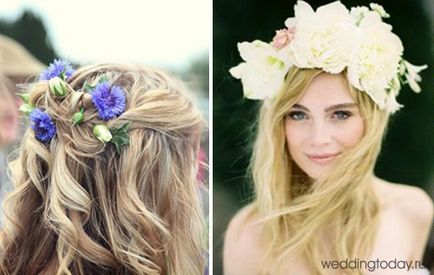 Весільні зачіски з живими квітами