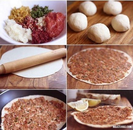 Turc Lahmajun sau tortilla turcească cu carne gătită acasă