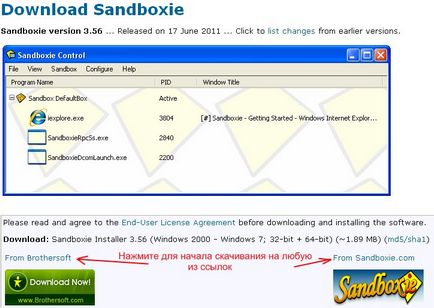 Instalarea și configurarea programului sandbox