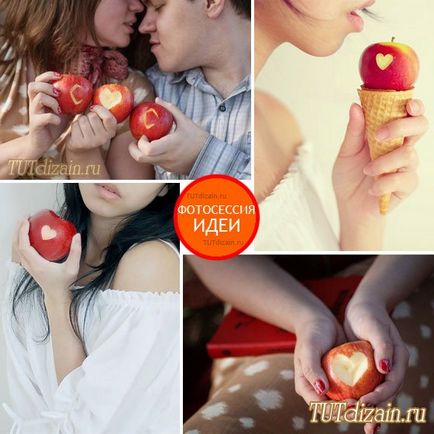 Am tăiat inima fotografiei pe decorul mărului cu propriile noastre mâini