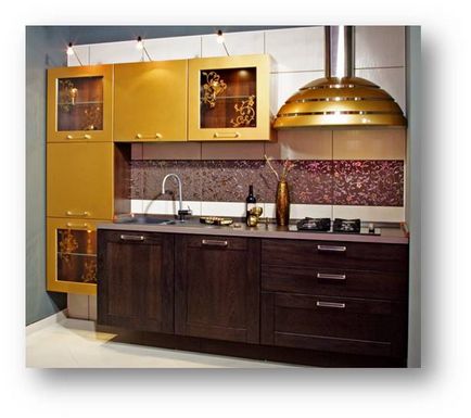 Arany konyha (44 fotó), hogyan lehet rendezni a konyha szoba fehér arany kezével,