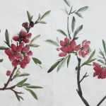 Квітучий персик в японського живопису