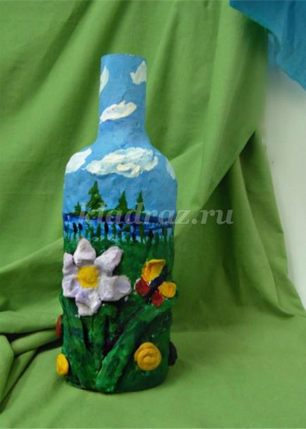 Decorarea sticlei cu plastilină și vopsirea ulterioară a produsului