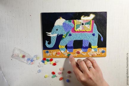 Készíts egy falfestmény-mozaik gyöngyös indiai elefánt a gyerekek - a tisztességes iparos - kézzel készített,