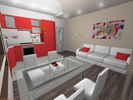 Interior Design konyha nappali, egy modern és klasszikus stílusú étkező stúdió reggelivel