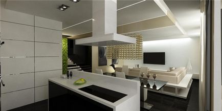 Interior Design konyha nappali, egy modern és klasszikus stílusú étkező stúdió reggelivel