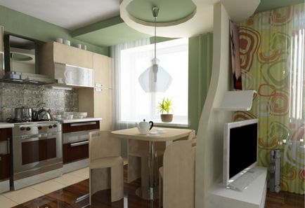 Дизайн інтер'єру вітальні кухні в сучасному і класичному стилі, студії їдальнею з барною