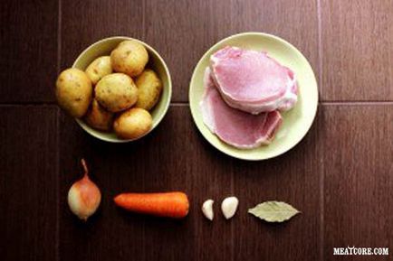 Carne de porc friptură ușoară cu cartofi pentru cunoscători de carne
