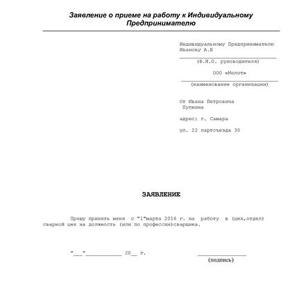 Як правильно зробити запис у трудовій книжці при прийомі на роботу ип зразок заповнення та інші