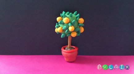 Як зліпити апельсинове дерево з пластиліну