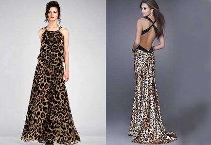 Rochie de leopard cu imprimare, lungă pe podea și scurtă