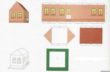 Structuri de case cu mâinile lor făcute din carton - satul de primăvară pădure