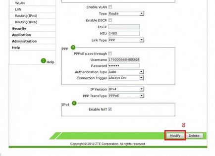 Configurarea fluturelui pe un link zxhn h208h