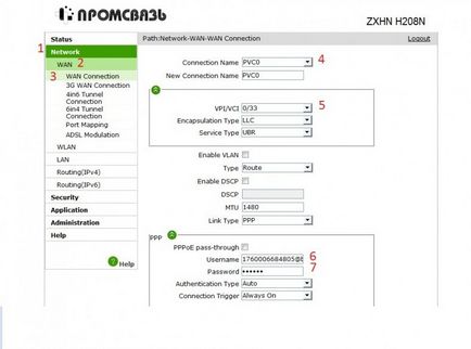 Configurarea fluturelui pe un link zxhn h208h