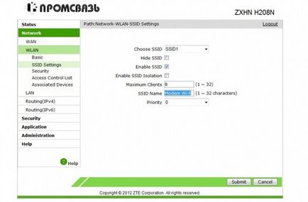 Configurarea fluturelui pe un link zxhn h208h