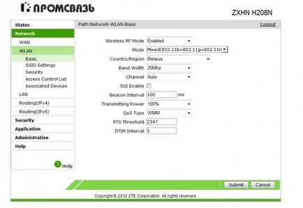 Beállítás byfly a Promsviaz zxhn h208h