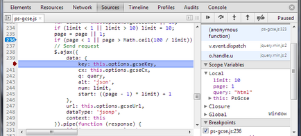 Depanarea javascript în instrumentele de dezvoltare cromate