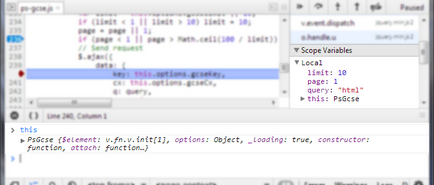 Depanarea javascript în instrumentele de dezvoltare cromate