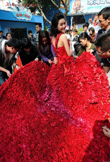 Шикарне весільну сукню для нареченої з 9999 червоних троянд