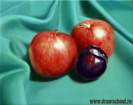 Складний урок з малювання яблук олійними фарбами