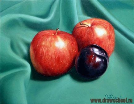 Складний урок з малювання яблук олійними фарбами