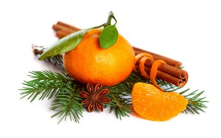 Dekoráció mandarint, előállításának egy példáját egy fotó