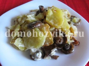 Cartofi prăjiți cu ciuperci - rețetă cu fotografie