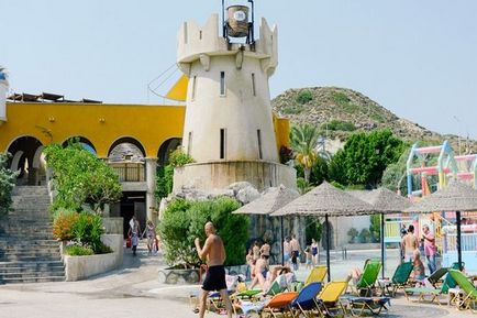 Waterpark of waterpark de la Rhodes preturi, mod de operare, atractii, în cazul în care este situat