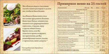 Банкетне меню на 25 чоловік - відповіді і поради