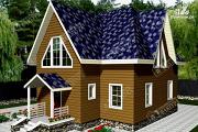 O casă de lemn cu o cameră de aburi și o verandă mare, un proiect rotund