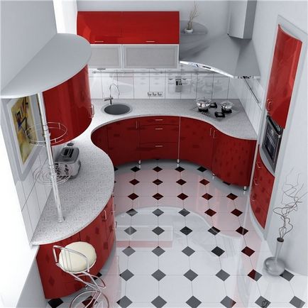 Designul interior al bucătăriei roșii este pornit!