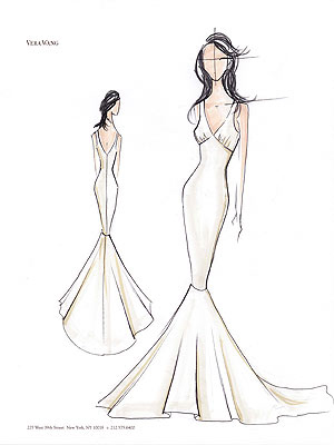 Vázlatok esküvői ruhák Kim Kardashian Vera Wang, pletyka